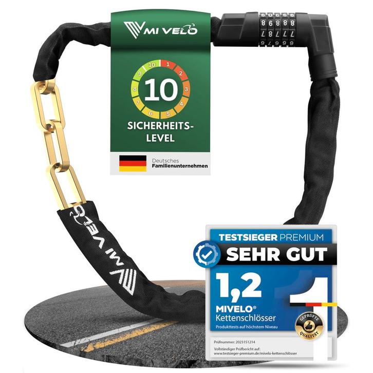2dekans | MIVELO Robuust Kettingslot met Cijfercode - 100 cm, Fietsen en Brommers, Fietsaccessoires | Overige Fietsaccessoires