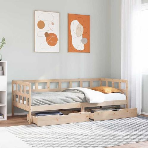 vidaXL Slaapbank met lades 90x200 cm massief grenenhout, Huis en Inrichting, Slaapkamer | Bedden, Nieuw, Verzenden