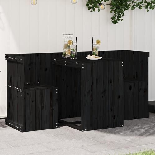 vidaXL Balkonset 2-zits massief grenenhout zwart, Tuin en Terras, Tuinsets en Loungesets, Nieuw, Verzenden
