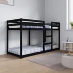 vidaXL Lit superposé Noir 75x190 cm Bois de pin massif