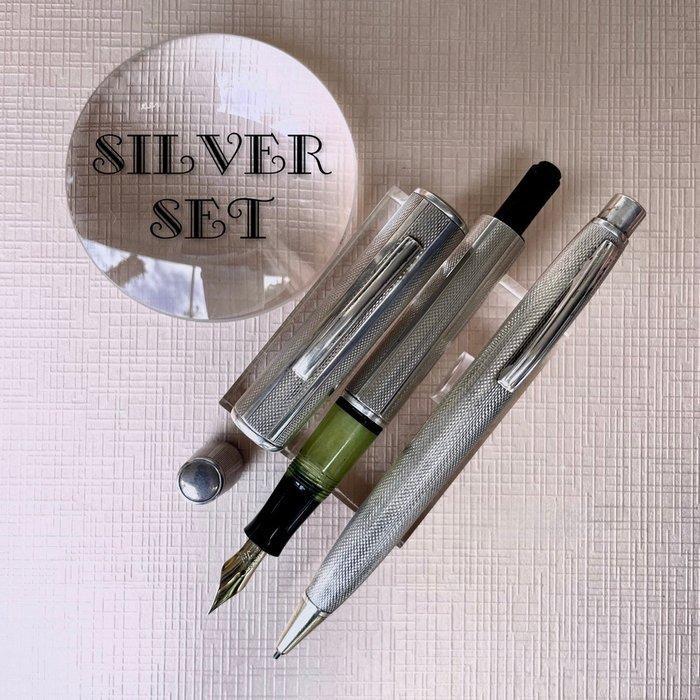 German silver 935 fountain pen and pencil set - Pen, Verzamelen, Pennenverzamelingen