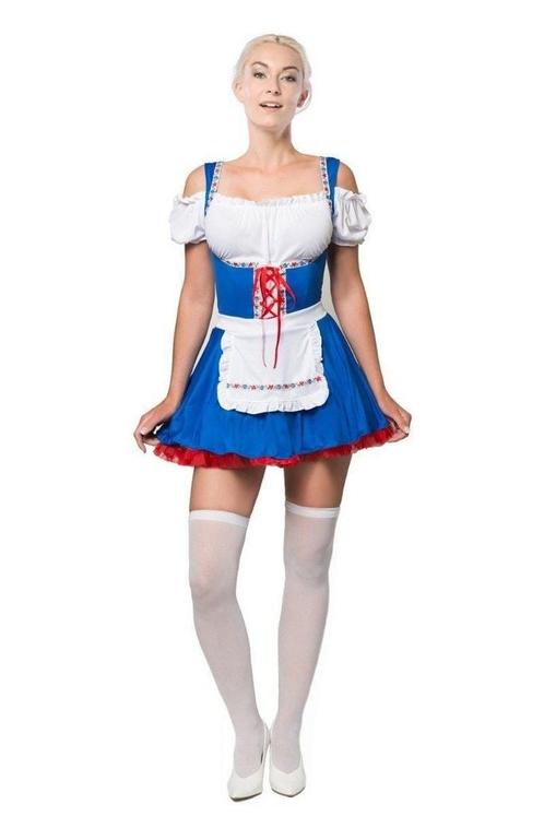 Dirndl Jurk Oktoberfest Blauw Rood, Kinderen en Baby's, Carnavalskleding en Verkleedspullen, Nieuw, Verzenden