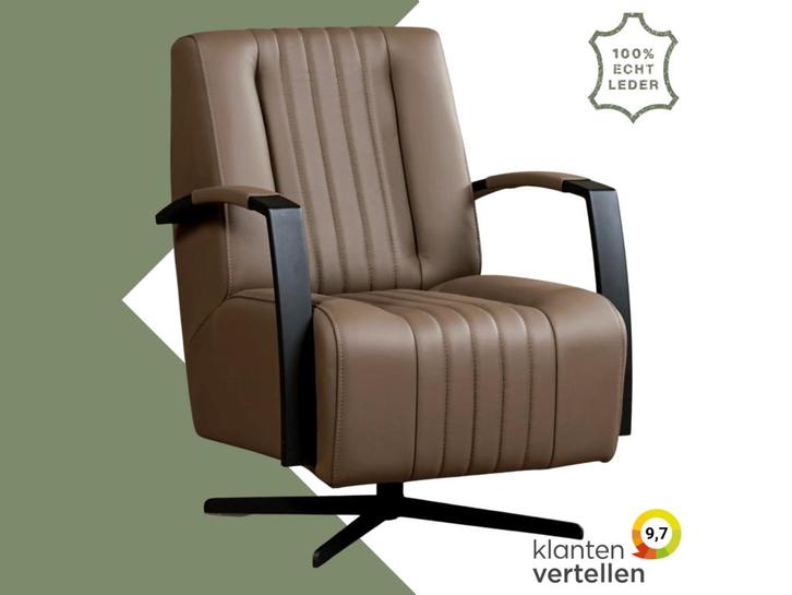 Leren draaifauteuil Galaxy - Toledo Lever (bruin) -, Huis en Inrichting, Fauteuils, 50 tot 75 cm, 75 tot 100 cm, Nieuw, Leer, Ophalen of Verzenden
