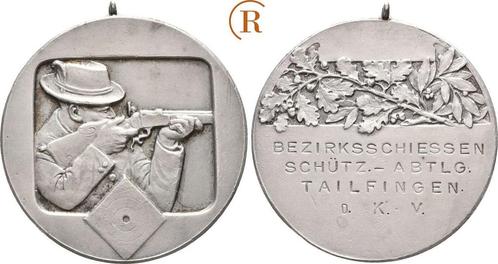 Verzilverte Schuetzenmedaille o J um 1925 Tailfingen Stadt:, Postzegels en Munten, Penningen en Medailles, Verzenden