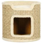 Kattentoren - Happy Cats - Kattenhuisje - Klimboom - Khaki, Dieren en Toebehoren, Ophalen of Verzenden, Nieuw