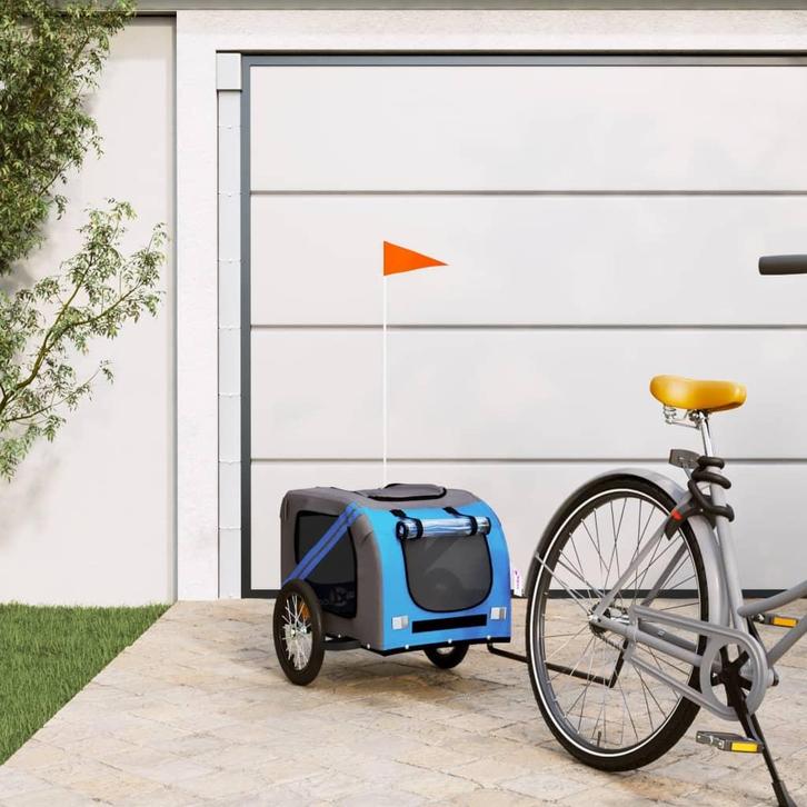 vidaXL Hondenfietstrailer oxford stof en ijzer blauw en, Dieren en Toebehoren, Overige Dieren-accessoires, Nieuw, Verzenden