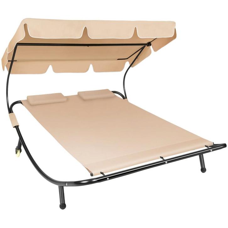 tectake Ligbed voor 2 personen - zwart/beige, Jardin & Terrasse, Ensembles de jardin, Envoi