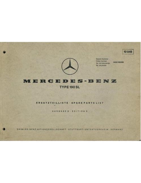 1963 MERCEDES BENZ 190 SL ONDERDELENBOEK DUITS | ENGELS, Autos : Divers, Modes d'emploi & Notices d'utilisation
