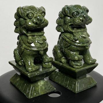 Néphrite Set de gardien Nefriet Jade Fu Dog (Chien Foo) -