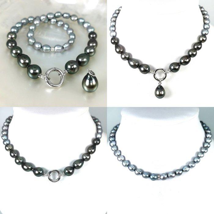 Halsketting Zilver Parel - Parel - Tahiti graduation Ø7-12MM, Handtassen en Accessoires, Kettingen