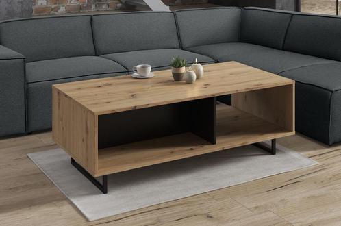Salontafel Saturn - Eiken - Zwart - 120x60 cm, Maison & Meubles, Tables | Tables de salon, Envoi