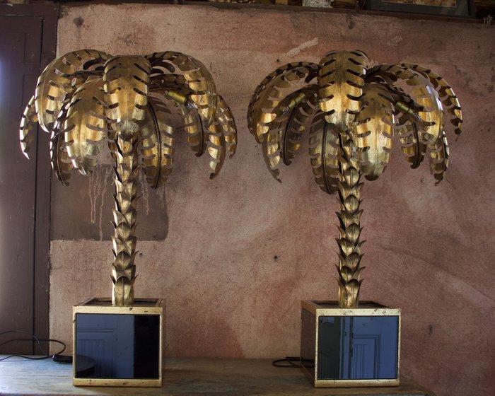 Tafellamp (2) - Verguld messing - Pair palmer table lamps, Huis en Inrichting, Overige Huis en Inrichting