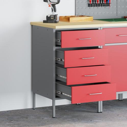 vidaXL Werkbank Rood en grijs 50 x 55 x 85 cm Poedercoated, Doe-het-zelf en Bouw, Werkbanken, Nieuw, Verzenden