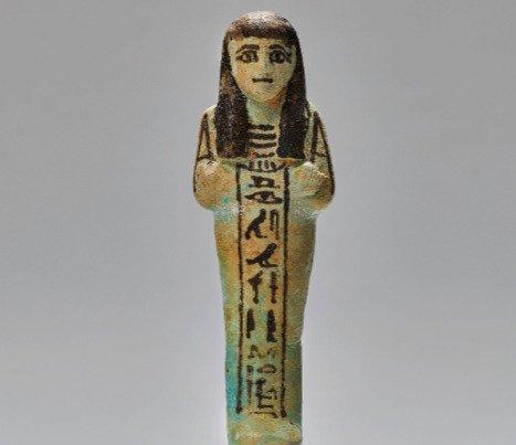 Oude Egypte, Nieuwe rijk Faïence Shabti voor Iryry Shabti, Verzamelen, Mineralen en Fossielen