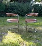 Stoel - Staal, Leder - Set van zes vintage stoelen, Antiek en Kunst