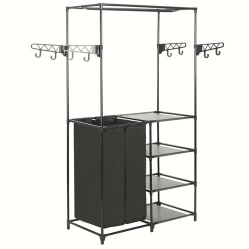 vidaXL Kledingrek 87x44x158 cm staal en ongeweven stof zwart, Huis en Inrichting, Kasten | Kleerkasten, Nieuw, Verzenden
