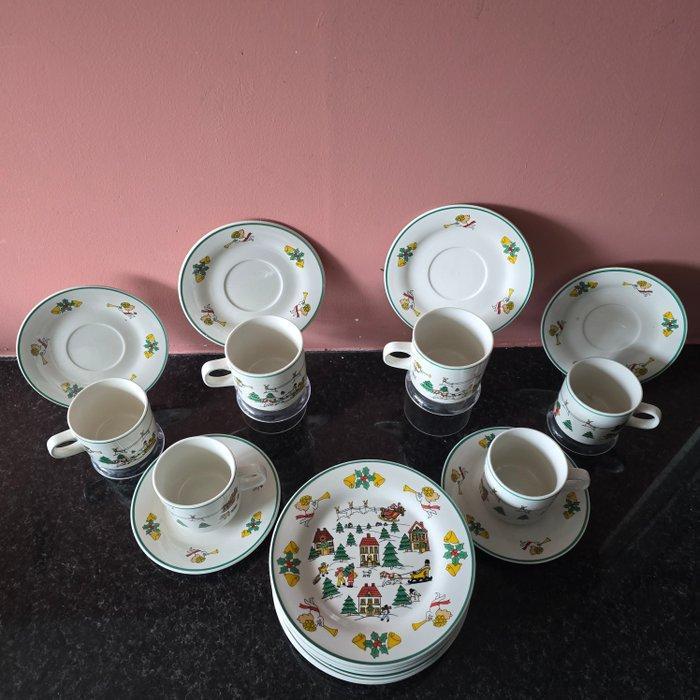 Kerstservies - Kop en schotel + Gebaksbordjes - Service de, Diversen, Kerst