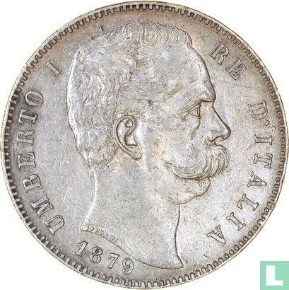 Italië 5 lire 1879, Postzegels en Munten, Munten | Europa | Niet-Euromunten, Losse munt, Goud, Zilver, Italië, Verzenden