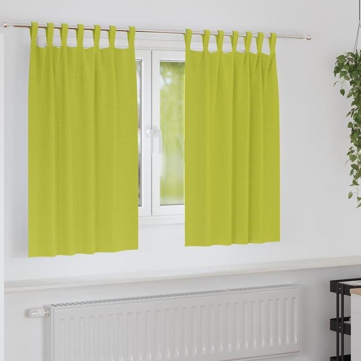 vidaXL Gordijnen met gordijnen 2 pcs Appelgroen 140x140cm, Huis en Inrichting, Stoffering | Gordijnen en Lamellen, Nieuw, Verzenden