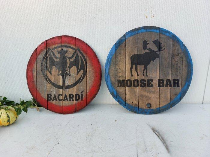 Wanddecoratie (2) - België - eiken wandbord MOOSE BAR, Antiek en Kunst, Kunst | Designobjecten