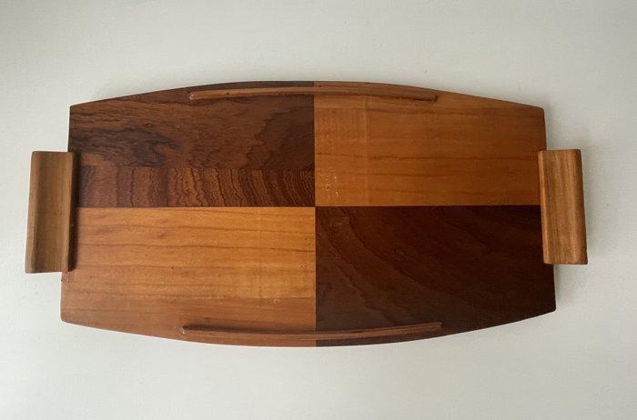 Dienblad - Berken- en notenhout - Houten dienblad, Antiek en Kunst, Curiosa en Brocante