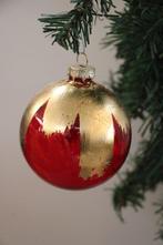 Europa: 6 rode kerstballen met goudverf - Boules de Noël, Nieuw