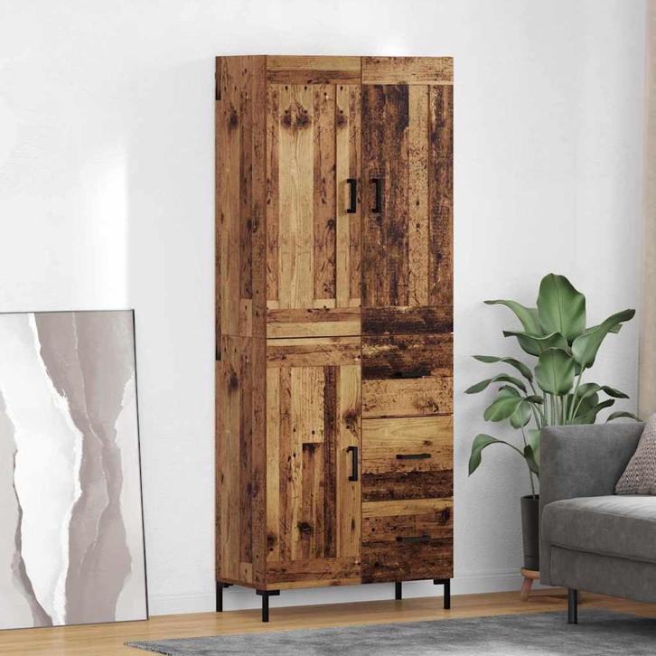 vidaXL Highboard met lade 2 pcs Oud Hout Bewerkt hout, Huis en Inrichting, Kasten | Dressoirs, Nieuw, Verzenden