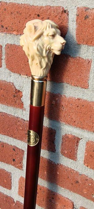 Wandelstok - wandelstok dubbele leeuwenkop - hout brons, Antiek en Kunst, Kunst | Designobjecten