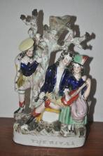 staffordshire - Beeld, De Rivaal - 31 cm - Aardewerk - 1850, Antiek en Kunst, Antiek | Glaswerk en Kristal