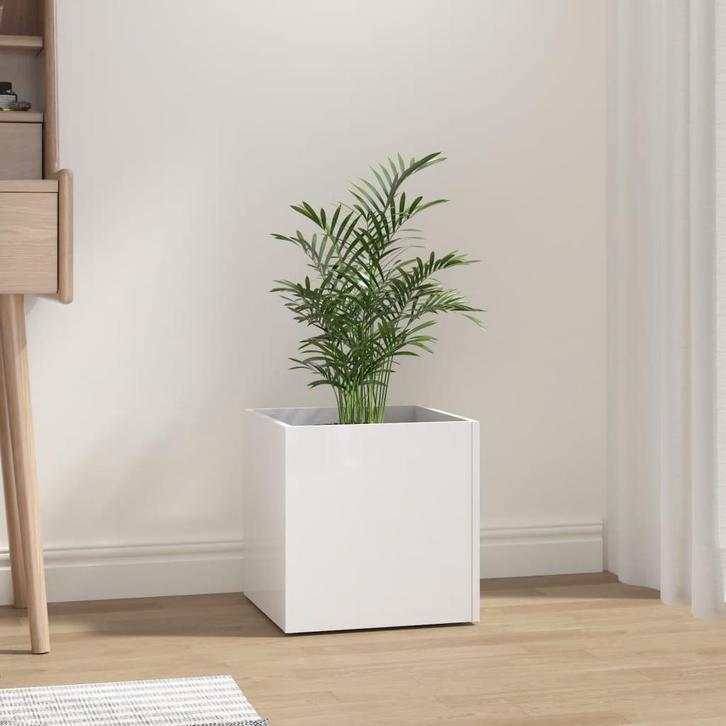 vidaXL Plantenbak 40x40x40 cm bewerkt hout hoogglans wit, Tuin en Terras, Bloempotten, Nieuw, Verzenden