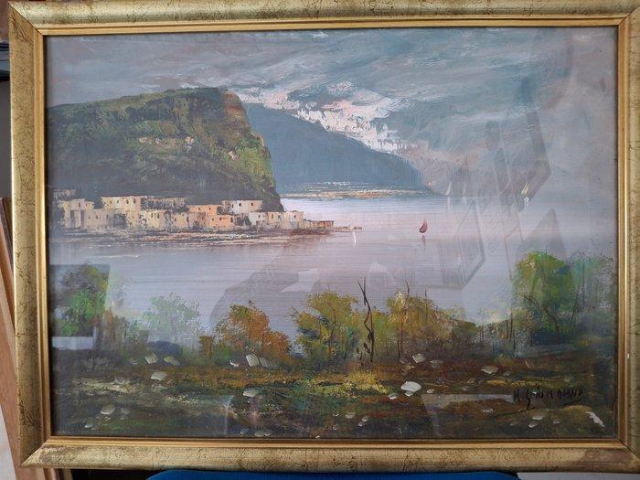 Antonio Giordano (XX) - Costa Sicilana, Antiquités & Art, Art | Peinture | Classique