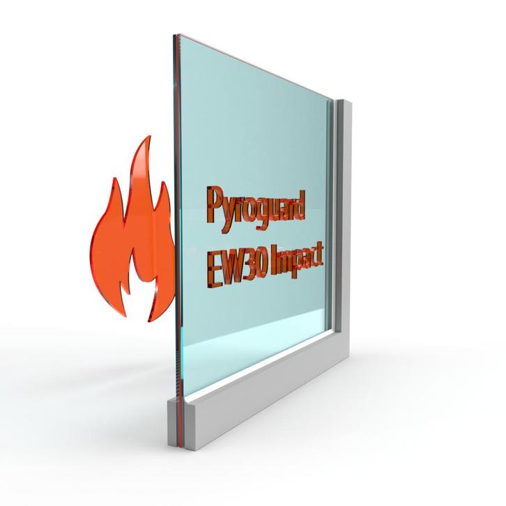 Enkel glas Pyroguard EW30 Impact (stalen constructie), Doe-het-zelf en Bouw, Glas en Ramen, Nieuw, Verzenden