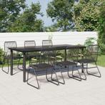 vidaXL 7-delige Tuinset PVC-rattan zwart, Tuin en Terras, Verzenden, Nieuw, Tuinset