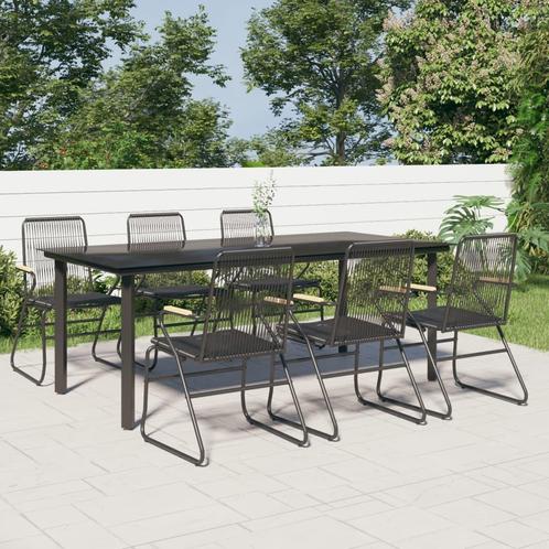 vidaXL 7-delige Tuinset PVC-rattan zwart, Tuin en Terras, Tuinsets en Loungesets, Tuinset, Nieuw, Verzenden