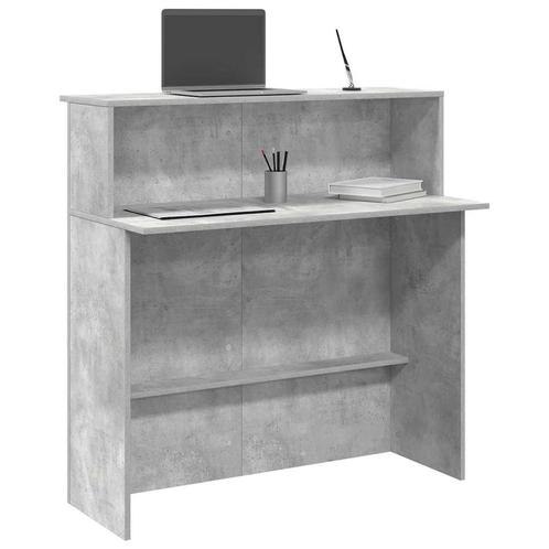 vidaXL Receptiebalie 100x50x103,5 cm bewerkt hout betongrijs, Huis en Inrichting, Bureaus, Nieuw, Verzenden