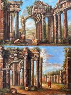 Italiaanse school (XIX) - Capricci Architettonici, Antiek en Kunst