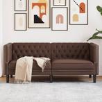 vidaXL Tweezitsbank Chesterfield-stijl kunstleer bruin, Huis en Inrichting, Verzenden, Nieuw