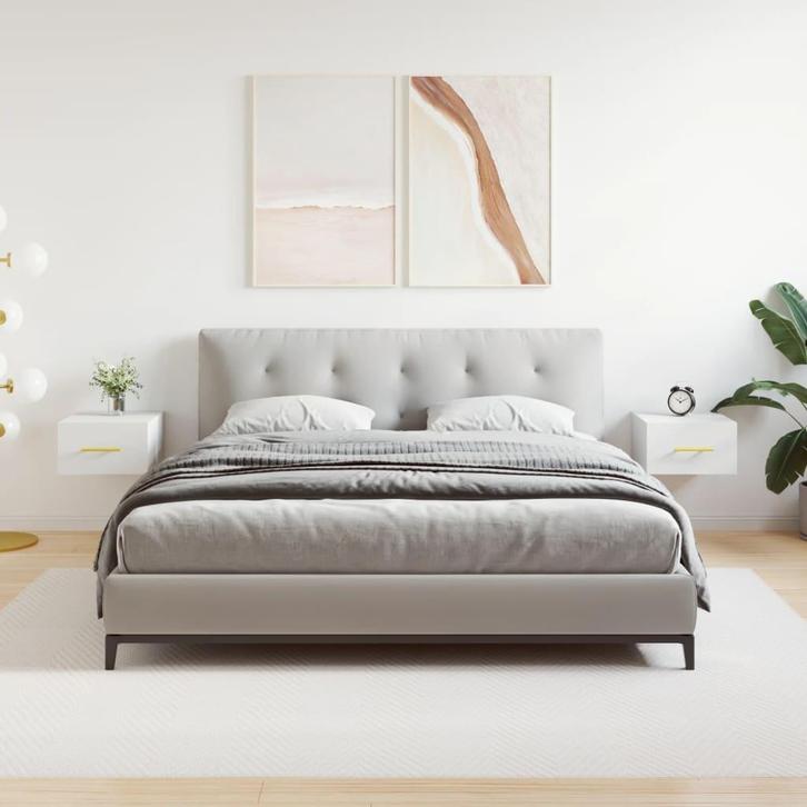 vidaXL Nachtkastjes 2 st wandgemonteerd 35x35x20 cm wit, Huis en Inrichting, Kasten | Overige, Nieuw, Verzenden