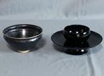 Kyo Ware Kogiku Kiln / Tenmoku Teabowl with Stand - Nakamura