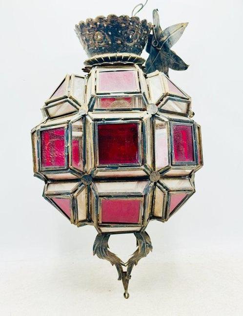 Plafondlamp - Globo Vidriera - Messing, Antiek en Kunst, Curiosa en Brocante