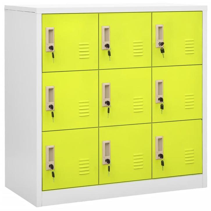 vidaXL Lockerkast 90x45x92,5 cm staal lichtgrijs en groen, Huis en Inrichting, Kasten | Overige, Nieuw, Verzenden