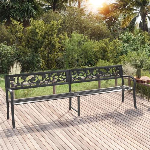 vidaXL Banc double de jardin 246 cm Noir Acier, Jardin & Terrasse, Ensembles de jardin, Neuf, Envoi