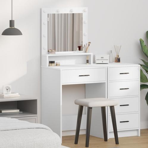 vidaXL Kaptafel met LED Verlichting - Wit - 50x41x135 cm, Huis en Inrichting, Tafels | Kaptafels, Nieuw, Verzenden