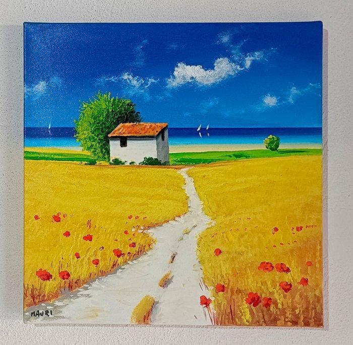 Roberto Mauri (1977) - Il Sentiero Verso il Mare, Antiek en Kunst, Kunst | Schilderijen | Klassiek