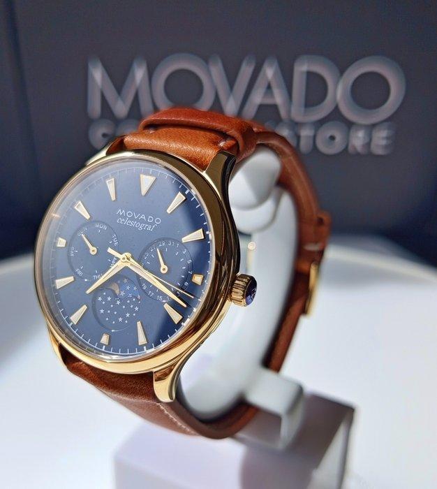Movado - Heritage Celestograf Mondphase blue Dial PVD Gold -, Handtassen en Accessoires, Horloges | Heren