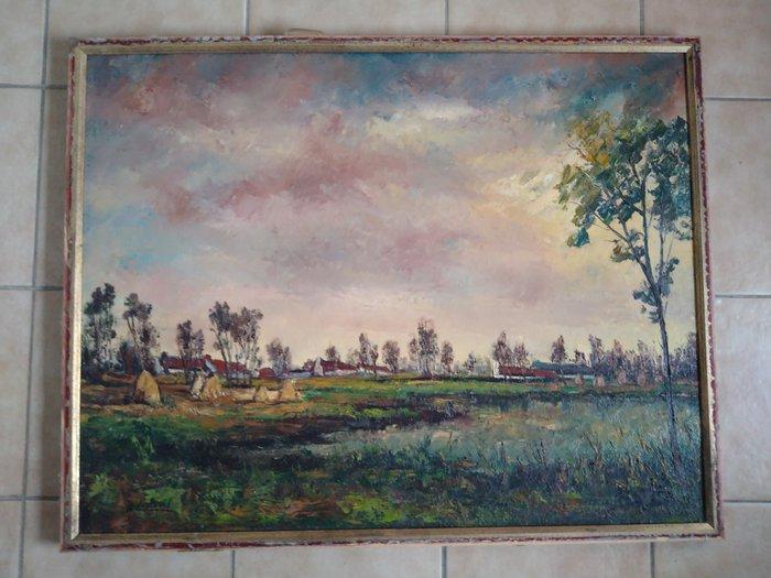 Marcel Lietaert (1915-) - Landschap rond kortrijk, Antiek en Kunst, Kunst | Schilderijen | Klassiek