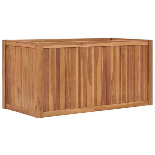 vidaXL Plantenbak verhoogd 100x50x50 cm massief teakhout, Tuin en Terras, Bloempotten, Nieuw, Verzenden