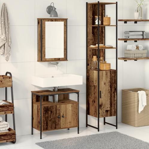vidaXL Badkamersinkkast met Ingebouwd Bask-in Old Wood, Huis en Inrichting, Badkamer | Badkamermeubels, Nieuw, Verzenden