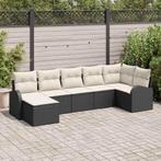 vidaXL Tuinbank Set met kussen 7 pcs Zwart Poly rattan, Tuin en Terras, Tuinsets en Loungesets, Verzenden, Nieuw