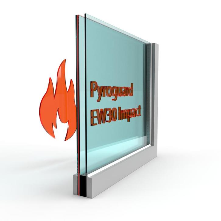 Dubbel glas Pyroguard EW30 Impact (stalen constructie) - HR, Doe-het-zelf en Bouw, Glas en Ramen, Nieuw, Verzenden